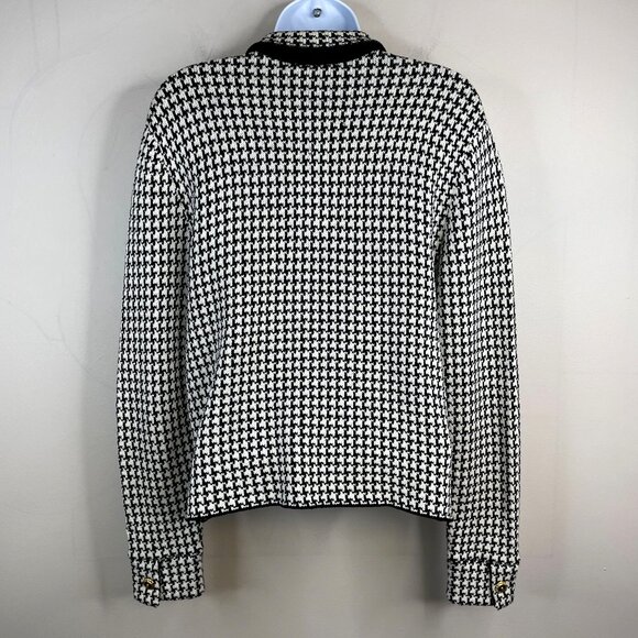 Vintage Alnoral Academia Houndstooth Old Money Cardigan Sweater Sz L Wool Blend - Picture 2 of 11